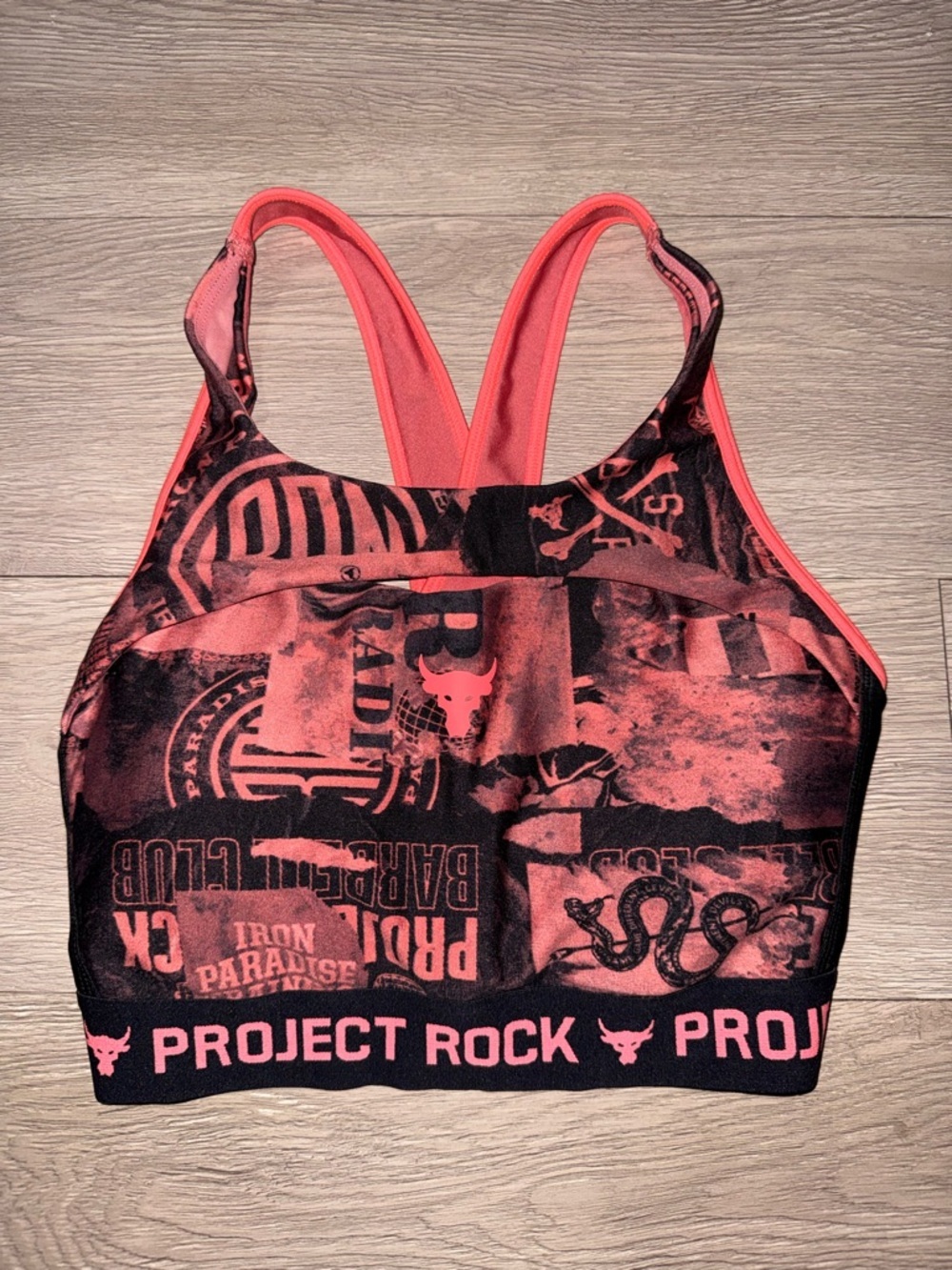 Project Rock Coral & Black Padded Sports Bra
